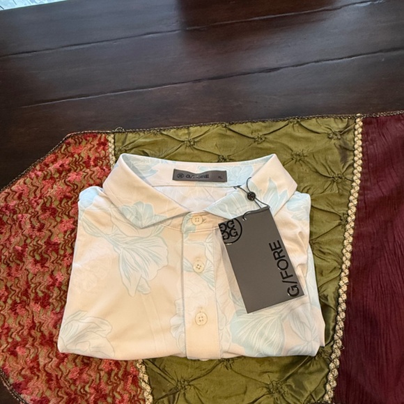 G/Fore Men's XL Stone Stamped Floral Tech Jersey Polo MSRP $120 - Picture 3 of 7